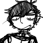 A preview of a sketch of my character Benji, a black haired man with multiple ear piercings and a collar around his neck