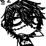 A preview of art depicting my character Roach, a black haired guy with stitching across his face, in a simple artstyle