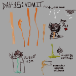 Drawings of vomit and a bit of cum