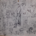 A bunch of traditional drawings of various character